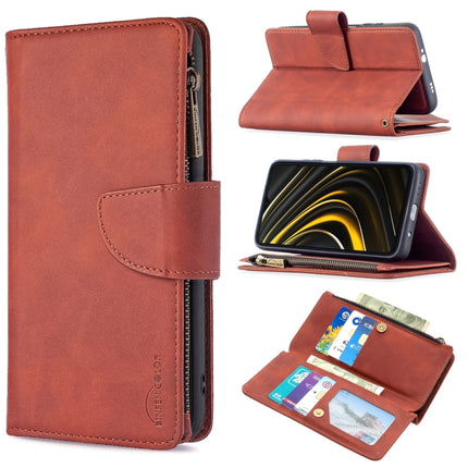 Skin Feel Detachable Magnetic Zipper Horizontal Flip PU Leather Case with Multi-Card Slots & Holder & Wallet & Photo Frame & Lanyard, For Xiaomi Poco M3, For Xiaomi Poco X3