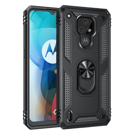Shockproof TPU + PC Protective Case with 360 Degree Rotating Holder, For Motorola Moto E7
