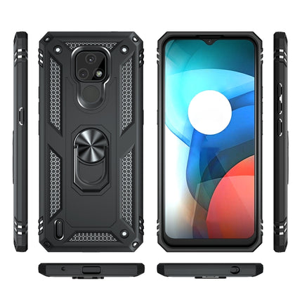 Shockproof TPU + PC Protective Case with 360 Degree Rotating Holder, For Motorola Moto E7