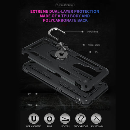 Shockproof TPU + PC Protective Case with 360 Degree Rotating Holder, For Motorola Moto E7