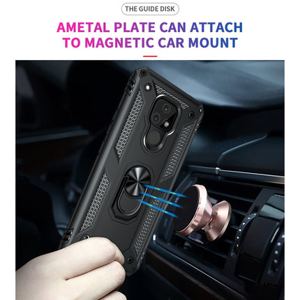Shockproof TPU + PC Protective Case with 360 Degree Rotating Holder, For Motorola Moto E7