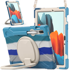 Funda protectora de silicona y PC con soporte y correa para el hombro, para Samsung Galaxy Tab S8 / Galaxy Tab S7 T870 / T875, para Samsung Galaxy Tab A7 10.4 (2020) T500 / T505
