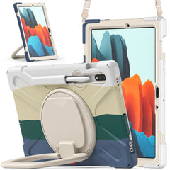 Silicone + PC Protective Case with Holder & Shoulder Strap, For Samsung Galaxy Tab S8 / Galaxy Tab S7 T870 / T875, For Samsung Galaxy Tab A7 10.4 (2020) T500 / T505