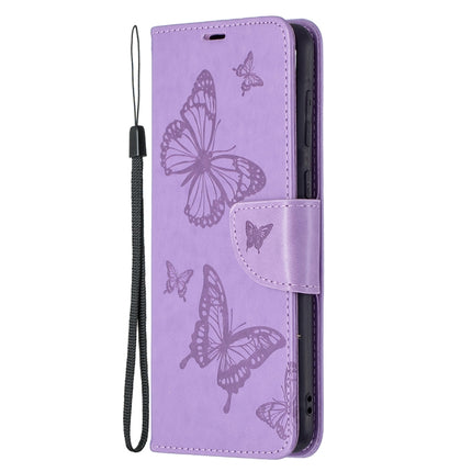 Embossing Two Butterflies Pattern Horizontal Flip PU Leather Case with Holder & Card Slot & Wallet & Lanyard, For Samsung Galaxy A02
