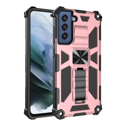 Shockproof TPU + PC Magnetic Protective Case with Holder, For Samsung Galaxy S21 FE
