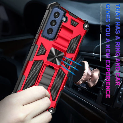 Shockproof TPU + PC Magnetic Protective Case with Holder, For Samsung Galaxy S21 FE