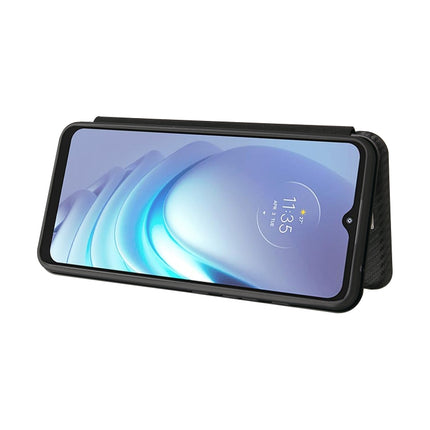 Carbon Fiber Texture Magnetic Horizontal Flip TPU + PC + PU Leather Case with Card Slot, For Motorola Moto G50, For Samsung Galaxy S21 FE