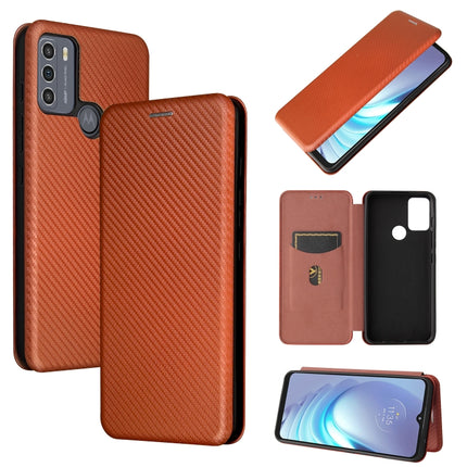 Carbon Fiber Texture Magnetic Horizontal Flip TPU + PC + PU Leather Case with Card Slot, For Motorola Moto G50, For Samsung Galaxy S21 FE