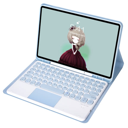 YT098B-A Detachable Candy Color Skin Feel Texture Round Keycap Bluetooth Keyboard Leather Case with Touch Control For iPad Air 11 2024 / 2025 / Air 4 10.9 2020 / Air 5 10.9 2022 (Purple)                                                                  ...