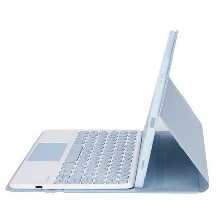 YT098B-A Detachable Candy Color Skin Feel Texture Round Keycap Bluetooth Keyboard Leather Case with Touch Control For iPad Air 11 2024 / 2025 / Air 4 10.9 2020 / Air 5 10.9 2022 (Purple)                                                                  ...