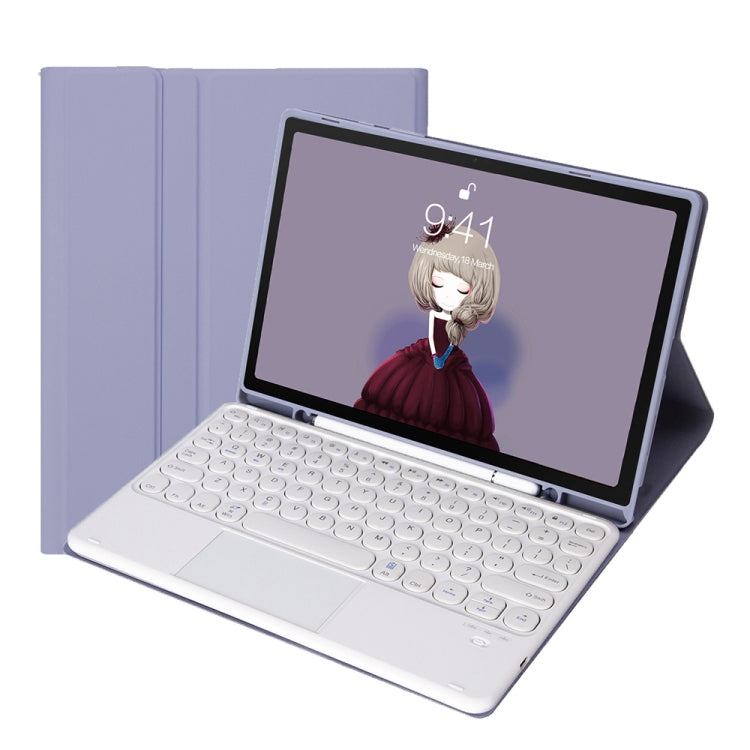 YT098B-A Detachable Candy Color Skin Feel Texture Round Keycap Bluetooth Keyboard Leather Case with Touch Control For iPad Air 11 2024 / 2025 / Air 4 10.9 2020 / Air 5 10.9 2022 (Purple), For iPad 10.2 2020 & 2019 / Air 2019 / Pro 10.5 inch������������...