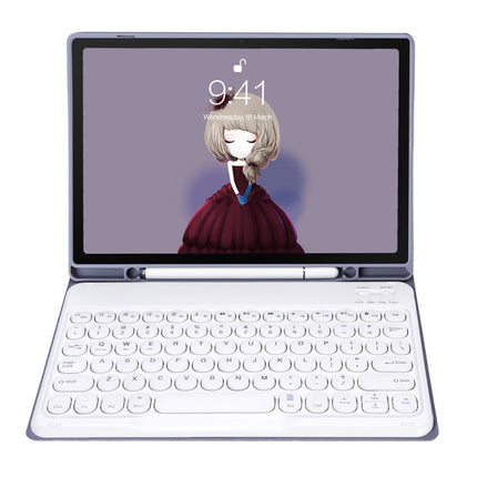 YT11B Detachable Candy Color Skin Feel Texture Round Keycap Bluetooth Keyboard Leather Case For iPad Air 4 2020 / Air 5 2022 / Pro 11 inch 2022 / 2021 / 2020 / 2018(White Ice), For iPad Air 11 2024 / 2025 / Air 2020 10.9                                ...