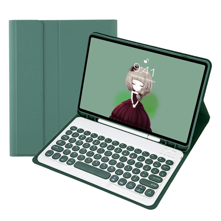 YT11B Detachable Candy Color Skin Feel Texture Round Keycap Bluetooth Keyboard Leather Case For iPad Air 4 2020 / Air 5 2022 / Pro 11 inch 2022 / 2021 / 2020 / 2018(White Ice), For iPad Air 11 2024 / 2025 / Air 4 10.9 2020 / Air 5 10.9 2022������������...