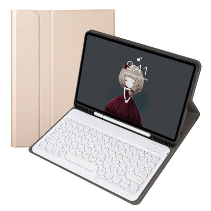 YA098B Detachable Lambskin Texture Round Keycap Bluetooth Keyboard Leather Case with Pen Slot & Stand, For iPad Air 5 / 4 10.9 inch 2020 / Pro 11 inch 2020 / 2018, For iPad 10.2 (2020) & (2019) / Air 3 10.5 inch / Pro 10.5 inch                         ...