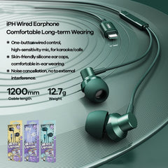 Remax RM-512i 8 Pin Interface Wired Call Music Earphone, Support Wired Control, Cable Length: 1.2m