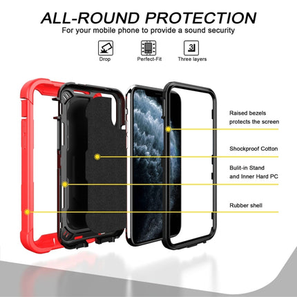 PC + Gummi 3-lagige stoßfeste Schutzhülle mit drehbarem Halter, für iPhone 11 Pro Max, für iPhone SE 2022 / SE 2020 / 8 / 7, für iPhone XS / X