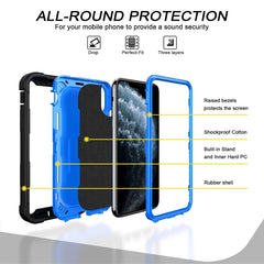 PC + Rubber 3-layers Shockproof Protective Case with Rotating Holder, For iPhone 11 Pro Max, For iPhone SE 2022 / SE 2020 / 8 / 7, For iPhone XS / X