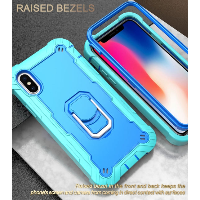 PC + Rubber 3-layers Shockproof Protective Case with Rotating Holder, For iPhone SE 2022 / SE 2020 / 8 / 7, For iPhone XS / X