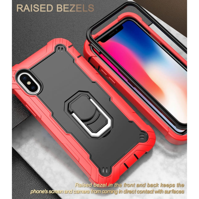 PC + Gummi 3-lagige stoßfeste Schutzhülle mit drehbarem Halter, für iPhone XR, für iPhone XS Max