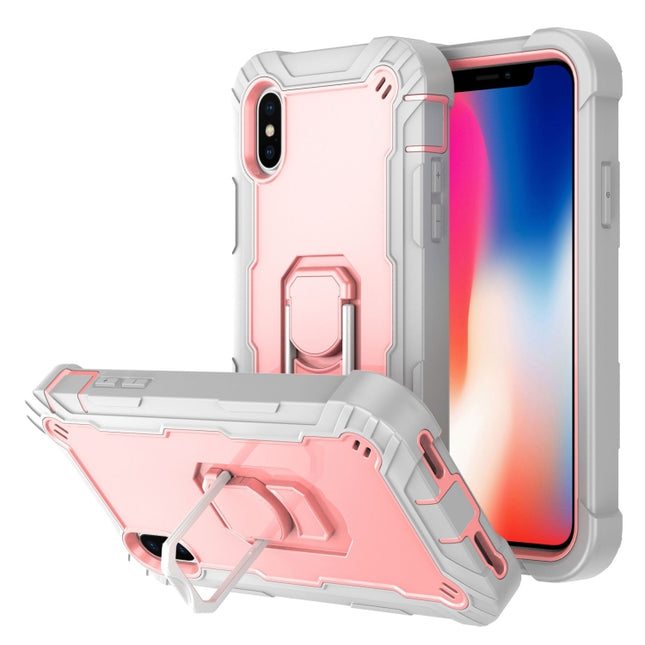 Funda protectora a prueba de golpes de 3 capas de PC + caucho con soporte giratorio, para iPhone XR, para iPhone XS Max