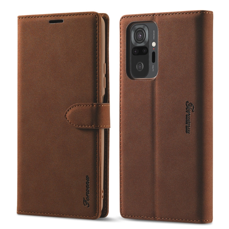 Forwenw F1 Series Matte Strong Magnetism Horizontal Flip Leather Case with Holder & Card Slots & Wallet & Photo Frame, For Xiaomi Redmi Note 10 Pro