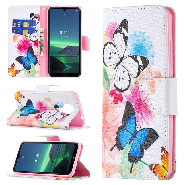 Colored Drawing Pattern Horizontal Flip Leather Case with Holder & Card Slots & Wallet, For Nokia 1.4
