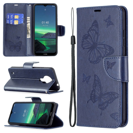 Embossing Two Butterflies Pattern Horizontal Flip PU Leather Case with Holder & Card Slot & Wallet & Lanyard, For Nokia G20, For Nokia 1.4, For Samsung Galaxy S21 FE