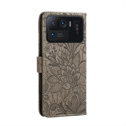 Lace Flower Embossing Pattern Horizontal Flip Leather Case with Holder & Card Slots & Wallet & Photo Frame, For Xiaomi Mi 11 Ultra
