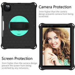 Funda protectora de silicona para PC a prueba de golpes con diseño de panal y rotación de 360 ​​grados, con soporte, correa para el hombro y correa para la mano, para iPad Pro 11 (2021) / (2020) / (2018)