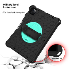 Funda protectora de silicona para PC a prueba de golpes con diseño de panal y rotación de 360 ​​grados, con soporte, correa para el hombro y correa para la mano, para iPad Pro 11 (2021) / (2020) / (2018)