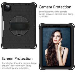 360 Degree Rotation Honeycomb Shockproof Silicone PC Protective Case with Holder & Shoulder Strap & Hand Strap, For iPad Pro 11 (2021) / (2020) / (2018)