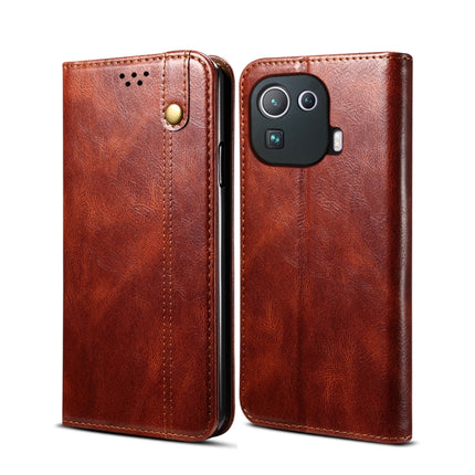 Simple Wax Crazy Horse Texture Horizontal Flip Leather Case with Card Slots & Wallet, For Xiaomi Mi 11, For Xiaomi Mi 11 Lite, For Xiaomi Mi 11 Pro, For Xiaomi Mi 11 Ultra