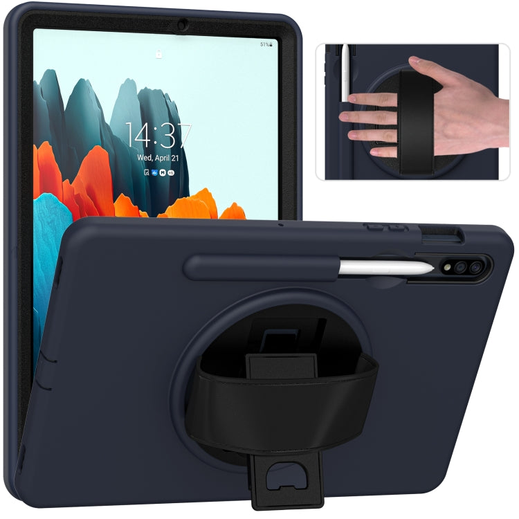 360 Degree Rotation PC + TPU Protective Case with Holder & Hand-strap & Pen Slot, For iPad Air 2022 / Air 2020 10.9, For Samsung Galaxy Tab S8 / Galaxy Tab S7 11 inch T870/T875