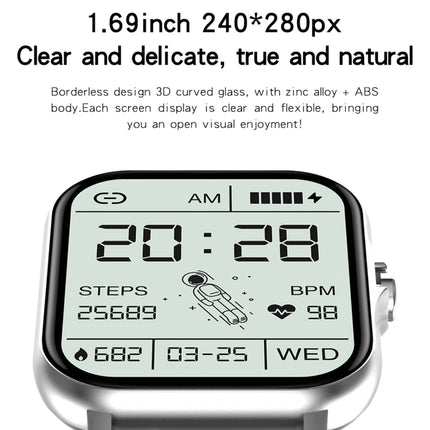 GY13 1.69 inch TFT Screen IP67 Waterproof Smart Watch, Support Music Control / Bluetooth Call / Heart Rate Monitoring / Blood Pressure Monitoring, Silicone Strap, Steel Strap
