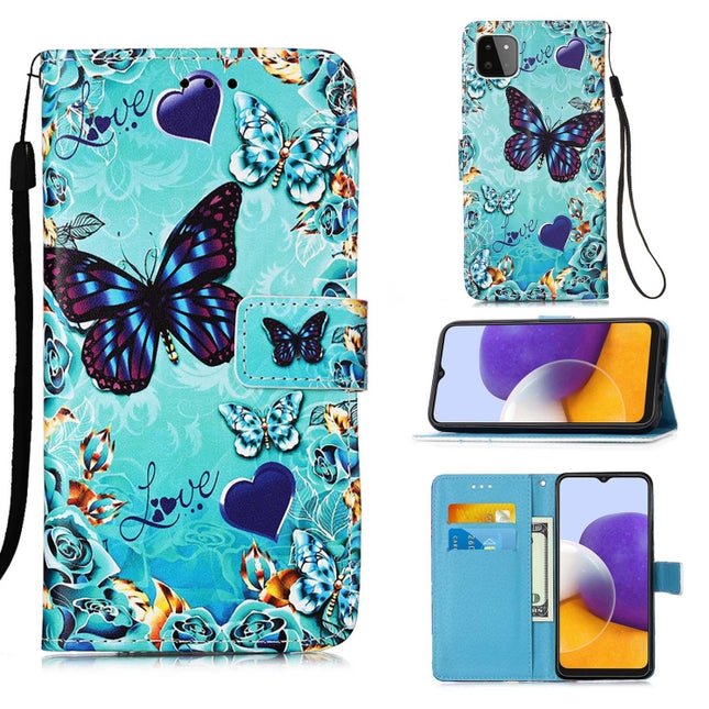 Colored Drawing Pattern Plain Weave Horizontal Flip Leather Case with Holder & Card Slot & Wallet & Lanyard, For Samsung Galaxy A22 5G  (US Version), For Samsung Galaxy A82 5G, For Samsung Galaxy Xcover 5
