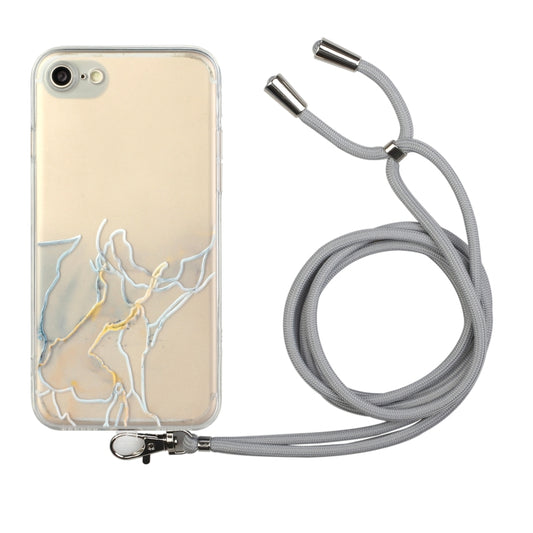 Hollow Marble Pattern TPU Shockproof Protective Case with Neck Strap Rope, For iPhone 6, For iPhone 6 Plus, For iPhone SE 2022 / SE 2020 / 8 / 7, For iPhone 8 Plus / 7 Plus, For iPhone XS / X