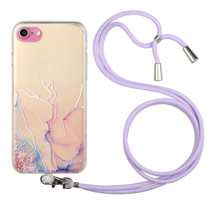 Hollow Marble Pattern TPU Shockproof Protective Case with Neck Strap Rope, For iPhone 6, For iPhone 6 Plus, For iPhone SE 2022 / SE 2020 / 8 / 7, For iPhone 8 Plus / 7 Plus