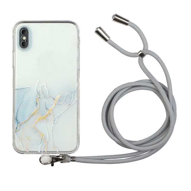 Hollow Marble Pattern TPU Shockproof Protective Case with Neck Strap Rope, For iPhone XS / X, For iPhone XR, For iPhone XS Max, For iPhone 11