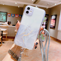 Hollow Marble Pattern TPU Shockproof Protective Case with Neck Strap Rope, For iPhone 12 mini, For iPhone 12 Pro, For iPhone 12 Pro Max