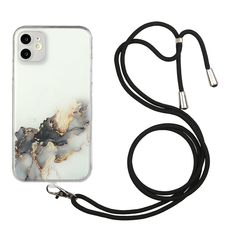 Stoßfeste TPU-Schutzhülle mit hohlem Marmormuster und Umhängeband, für iPhone 12 Mini, für iPhone 12 Pro, für iPhone 12 Pro Max