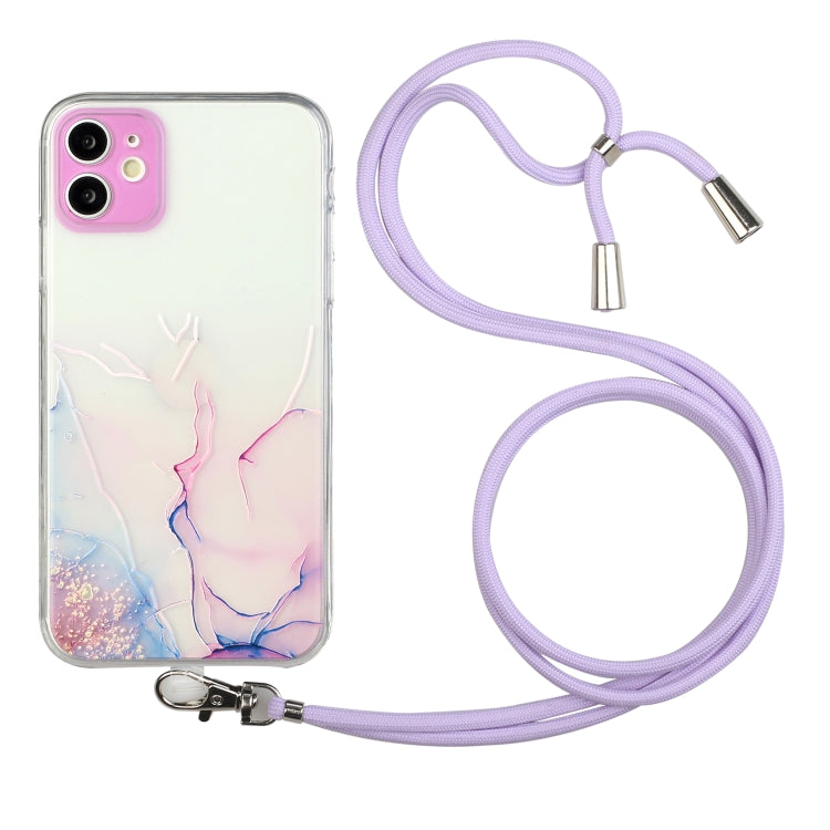 Stoßfeste TPU-Schutzhülle mit hohlem Marmormuster und Umhängeband, für iPhone 12 Mini, für iPhone 12 Pro, für iPhone 12 Pro Max