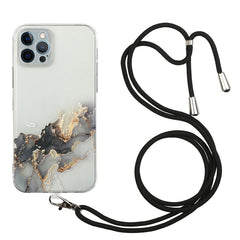 Hollow Marble Pattern TPU Shockproof Protective Case with Neck Strap Rope, For iPhone 12 mini, For iPhone 12 Pro, For iPhone 12 Pro Max