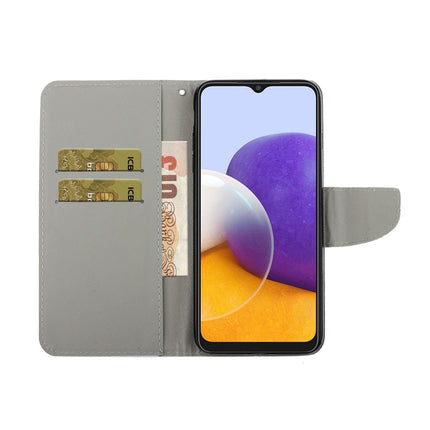 Coloured Drawing Pattern Horizontal Flip PU Leather Case with Holder & Card Slots & Wallet & Lanyard, For Samsung Galaxy A22 4G
