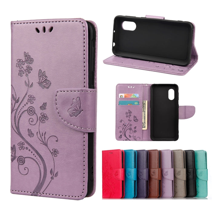Butterfly Flower Pattern Horizontal Flip Leather Case with Holder & Card Slots & Wallet, For Samsung Galaxy Xcover 5