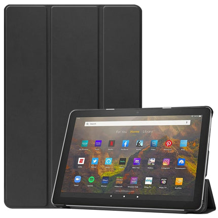 Custer Texture Horizontal Flip Leather Case with Three-folding Holder & Sleep / Wake-up Function, For Amazon Fire HD 10 (2021)