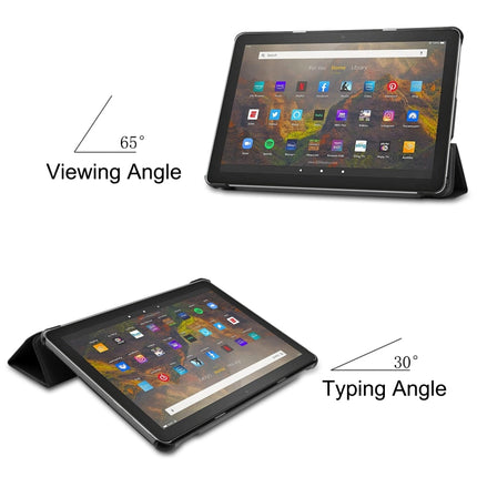 Custer Texture Horizontal Flip Leather Case with Three-folding Holder & Sleep / Wake-up Function, For Amazon Fire HD 10 (2021)
