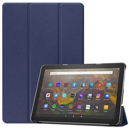 Custer Texture Horizontal Flip Leather Case with Three-folding Holder & Sleep / Wake-up Function, For Amazon Fire HD 10 (2021)