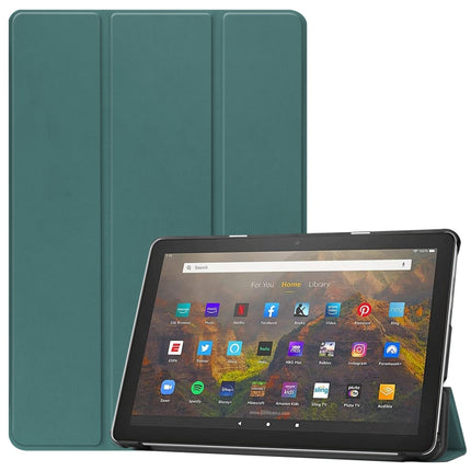 Custer Texture Horizontal Flip Leather Case with Three-folding Holder & Sleep / Wake-up Function, For Amazon Fire HD 10 (2021)