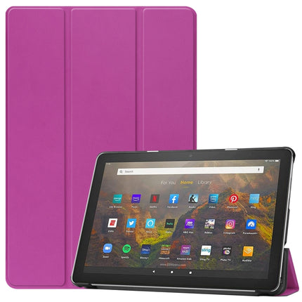 Custer Texture Horizontal Flip Leather Case with Three-folding Holder & Sleep / Wake-up Function, For Amazon Fire HD 10 (2021)