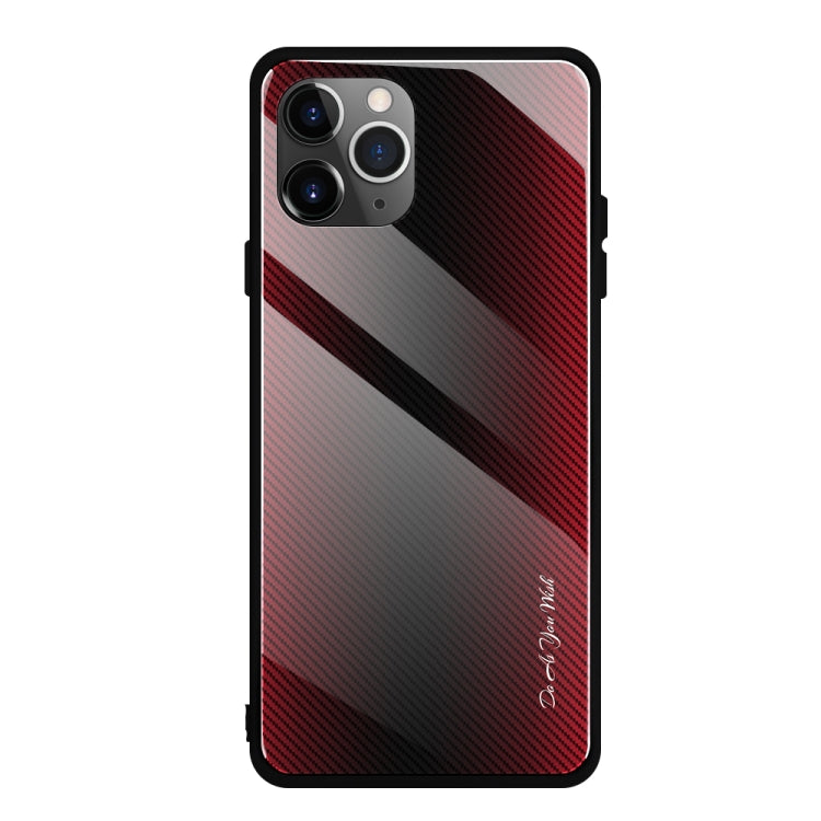 Carbon Fiber Texture Gradient Color Glass Case, For iPhone 11